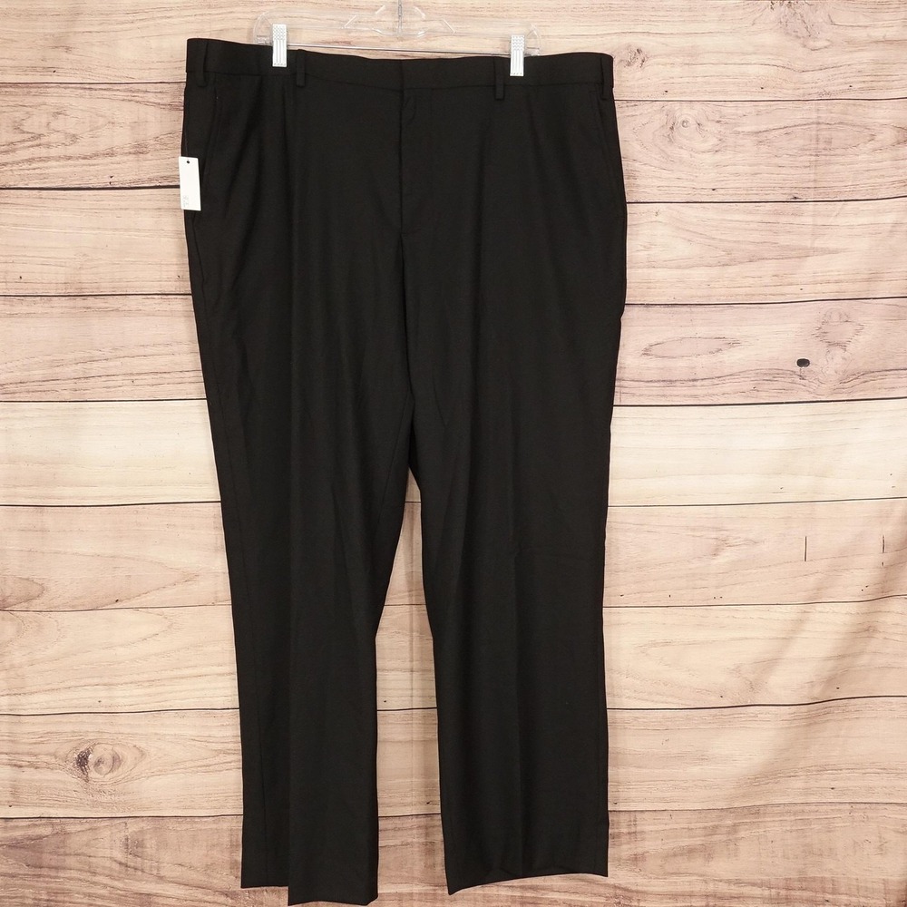 New! Amazon Essentials Dress Pants Mens 42x30 Black Classic Fit Stretch Pockets